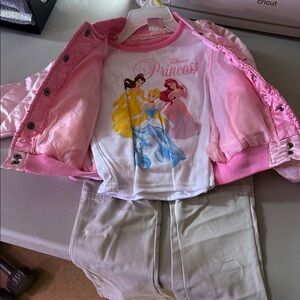 Pink Quilted Bomber Jacket with White Pants